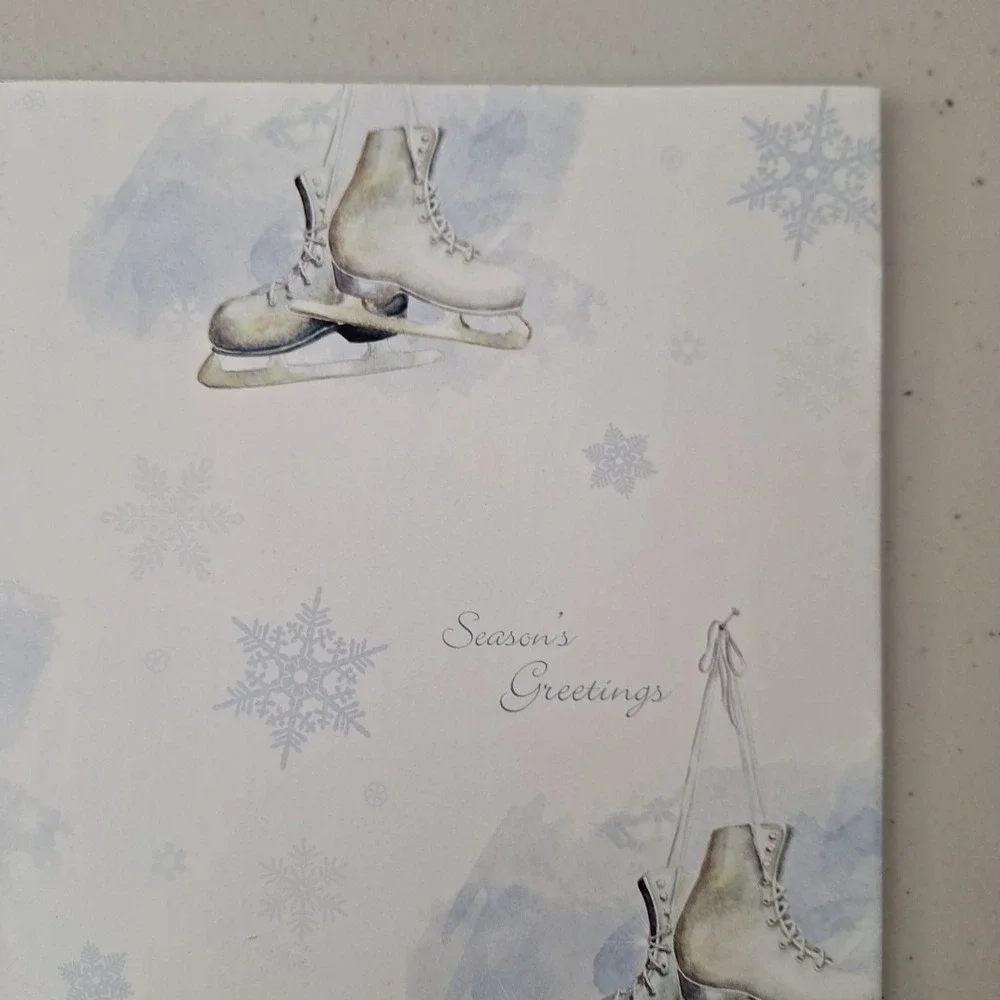 Vintage Christmas Wrapping Paper 1990s USA Olympics Holiday Ice Skater Snowflake